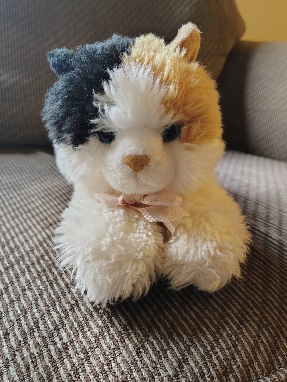 Vtg Aurora Esmeralda The Calico Cat Plush Pink Bow Black White Brown Flopsies